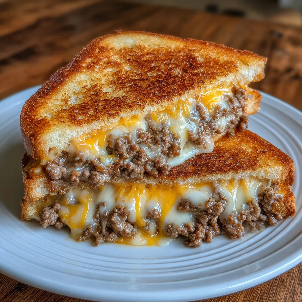 Beef melt cut in half