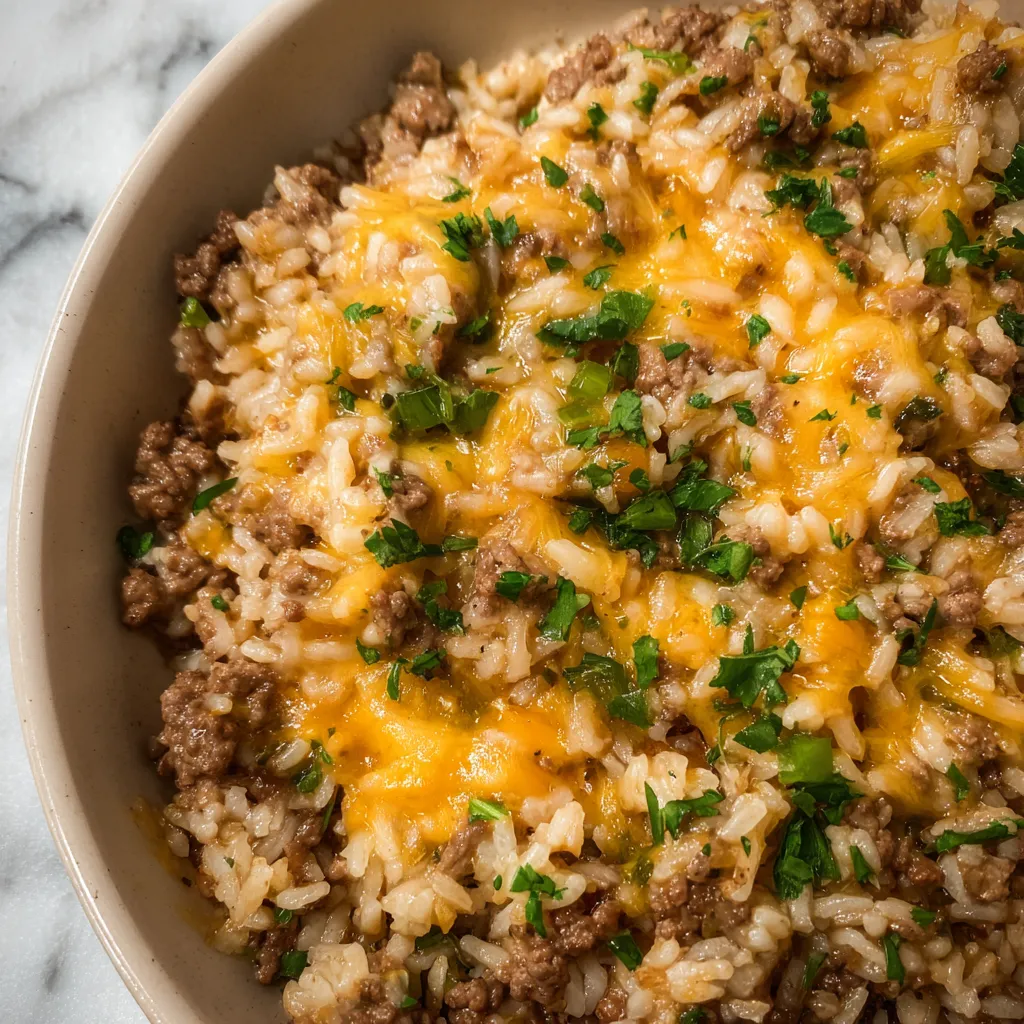 Beef rice casserole fresh from oven