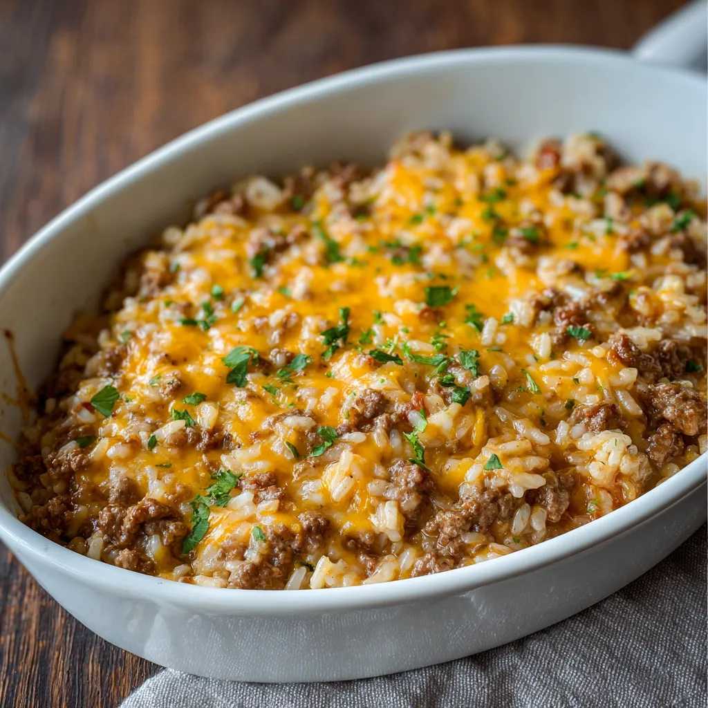 Spoonful of beef rice casserole