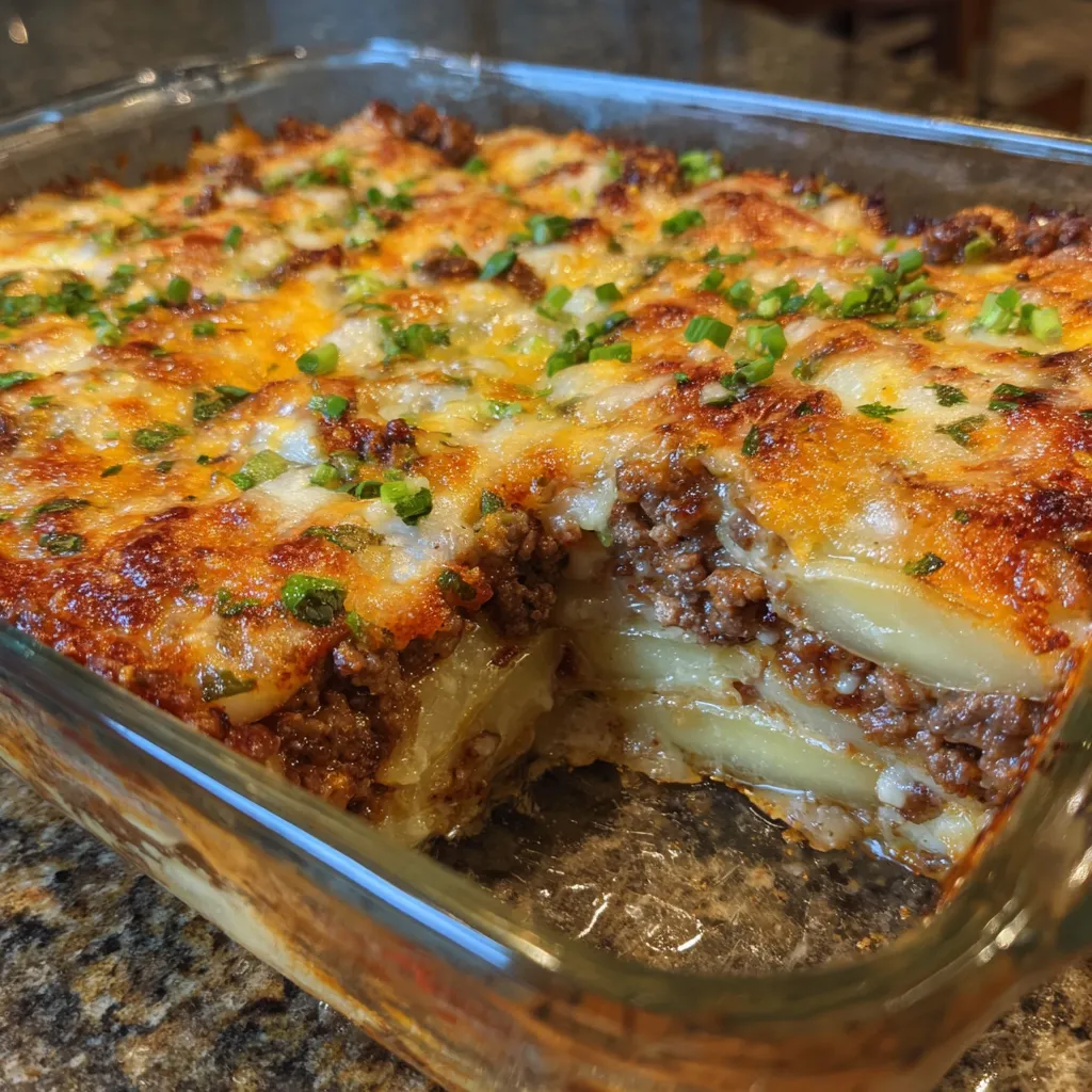 Cheesy hamburger potato casserole