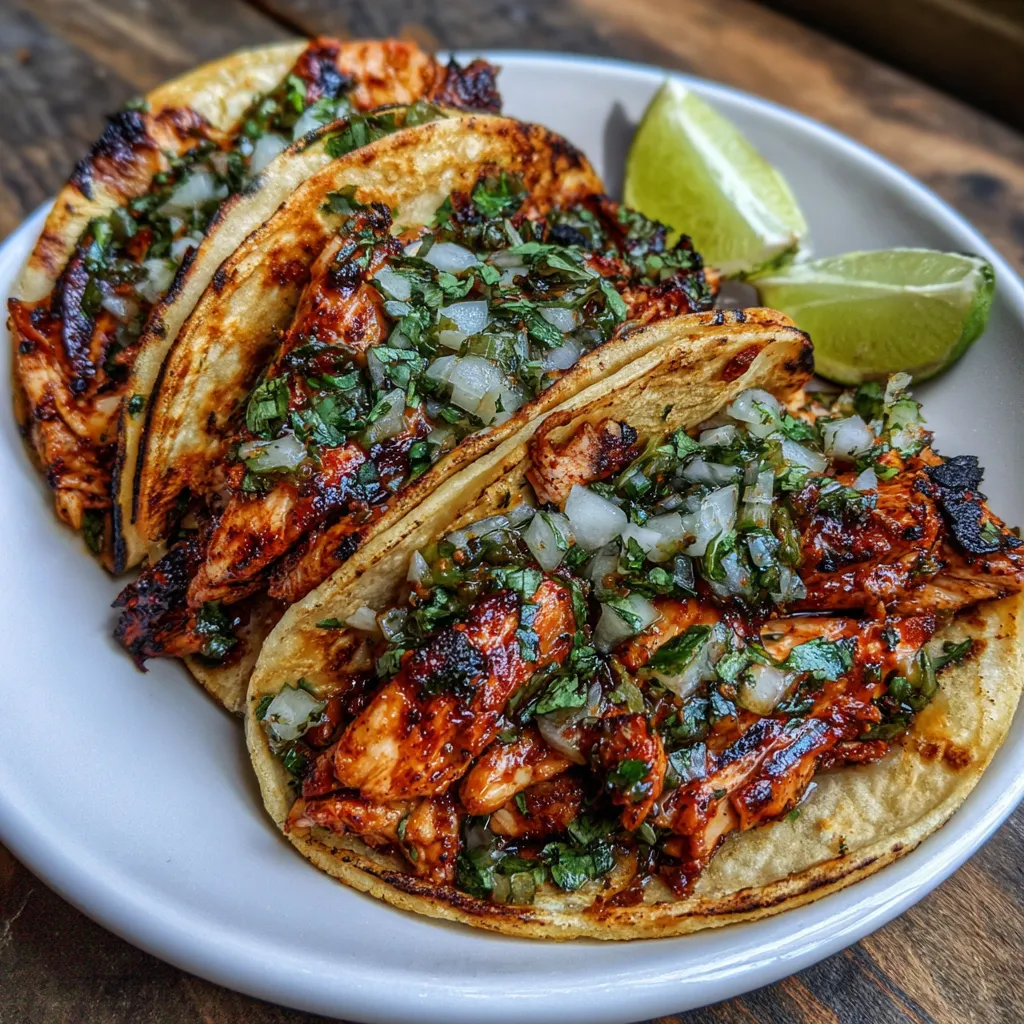 Chicken tacos on plate