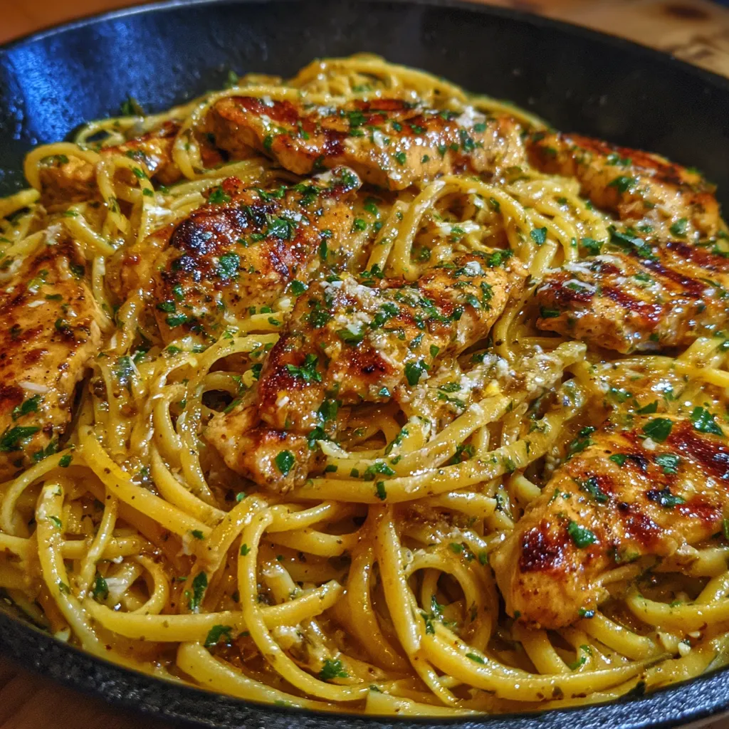Cowboy butter chicken pasta in a skillet