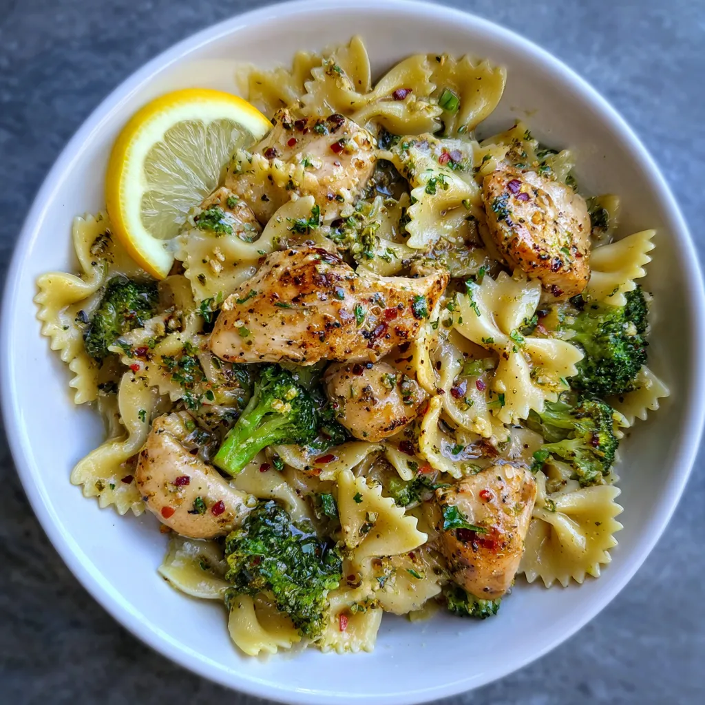 Lemon chicken bowtie pasta