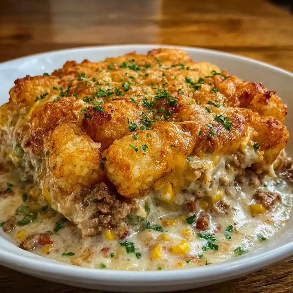 Cowboy casserole fresh from oven