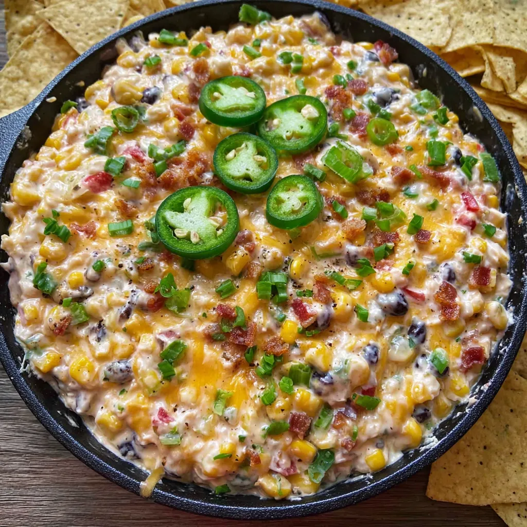 Cowboy corn dip with tortilla chips