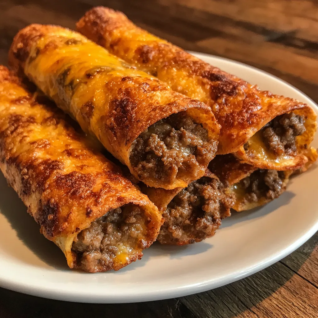 Crispy cheesy beef taquitos