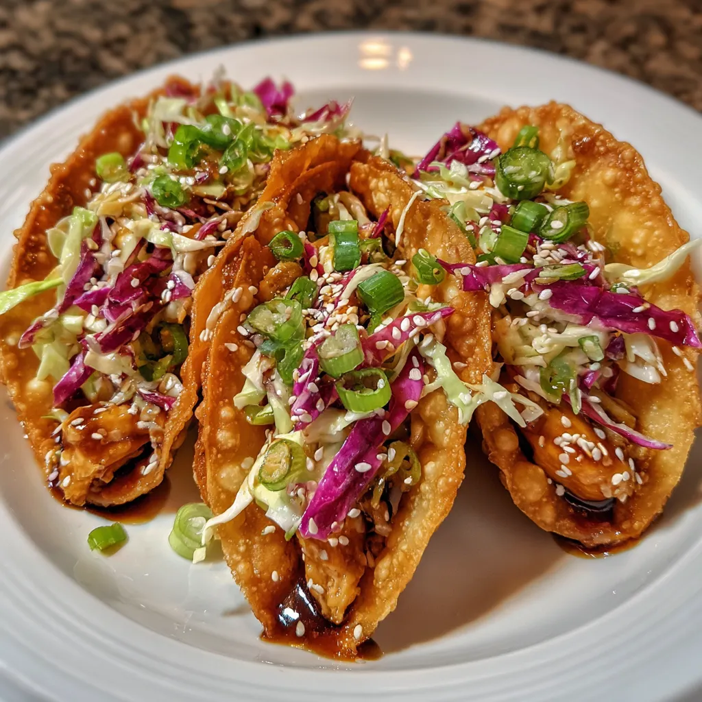 Wonton tacos close-up