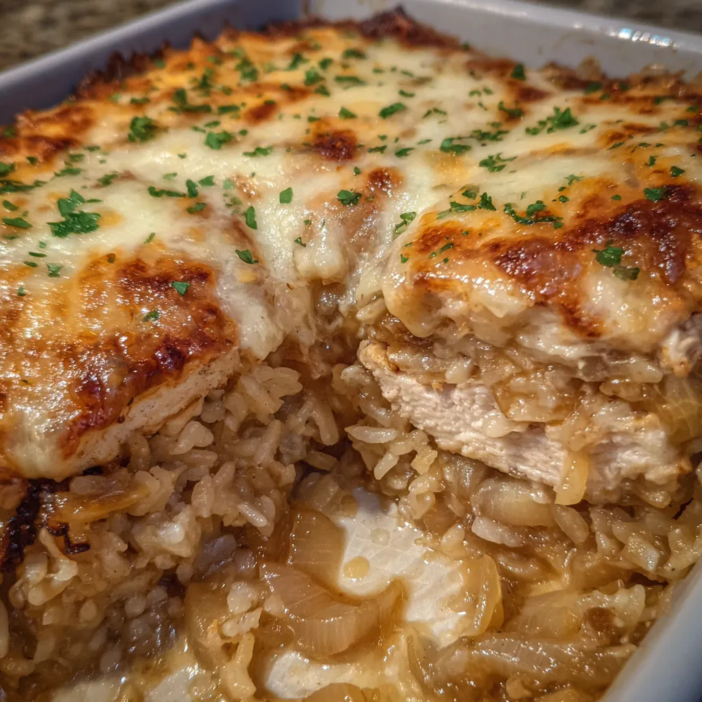 French onion chicken rice bake