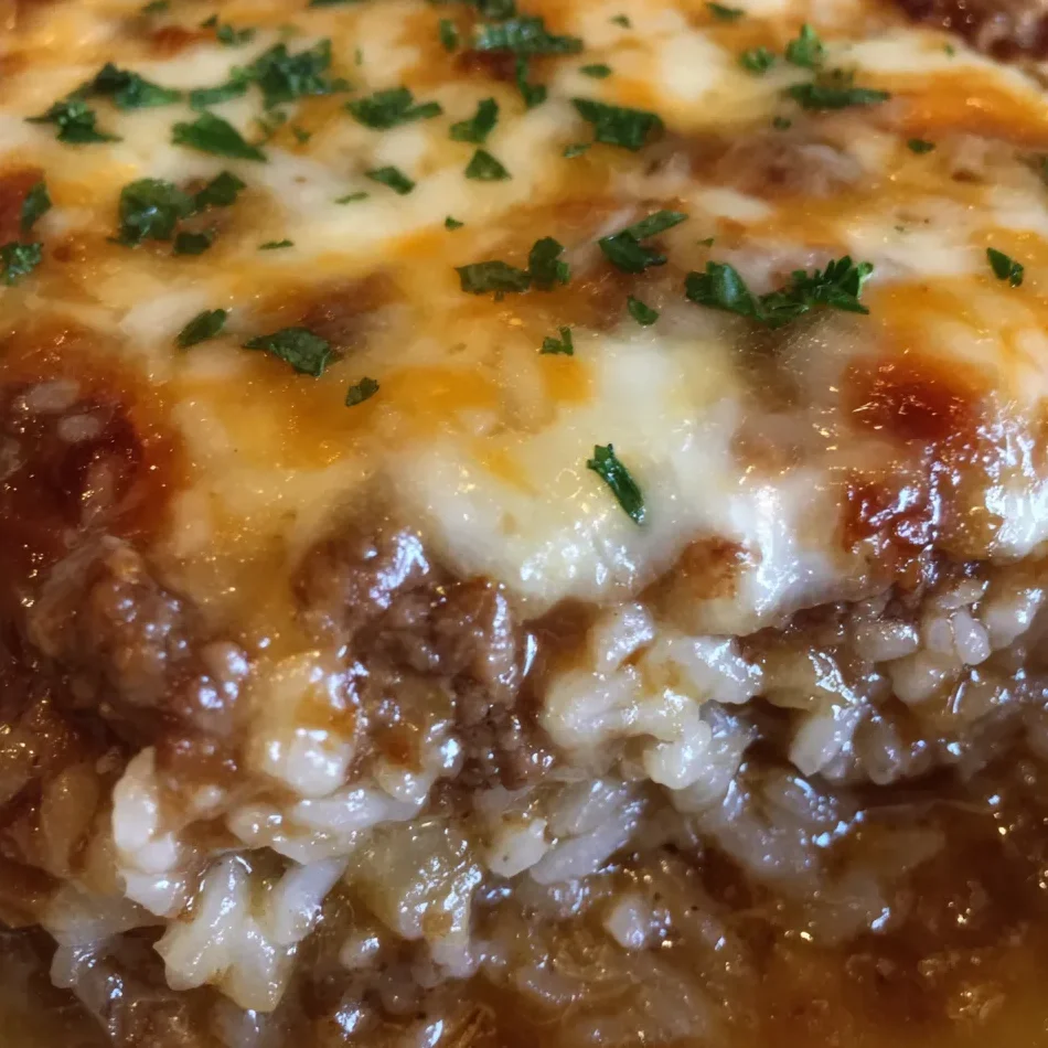 Spoonful of beef rice casserole