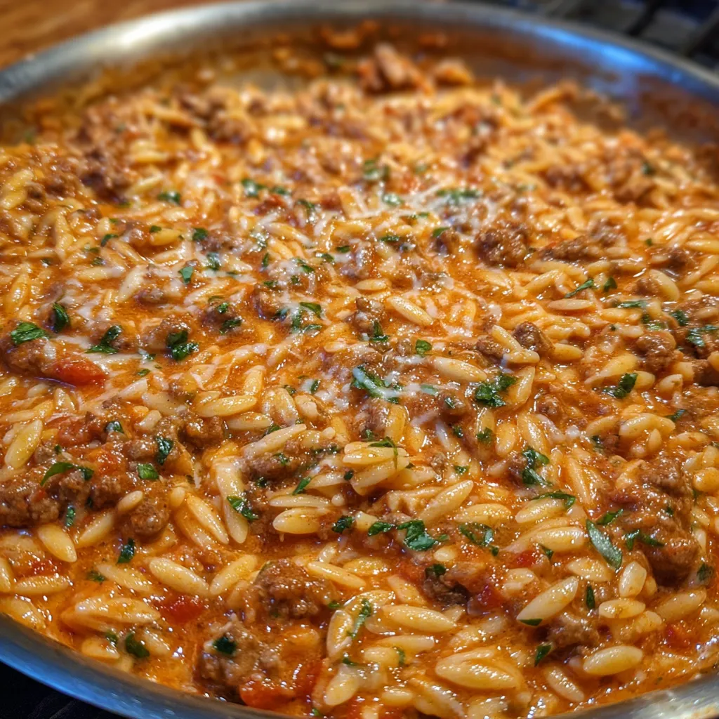 Orzo with tomato cream sauce