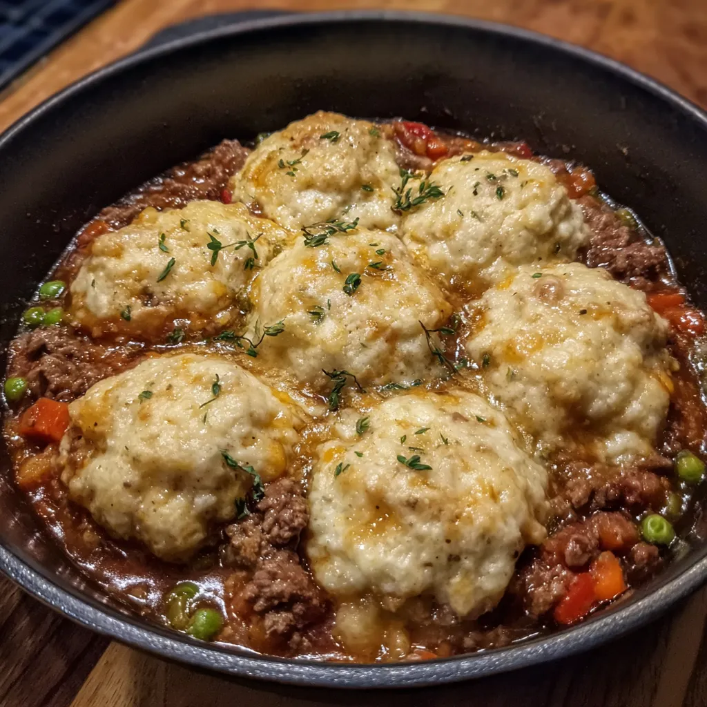 Bowl of beef and dumplings