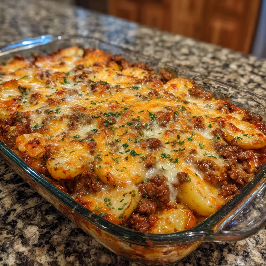 Beef potato casserole baked