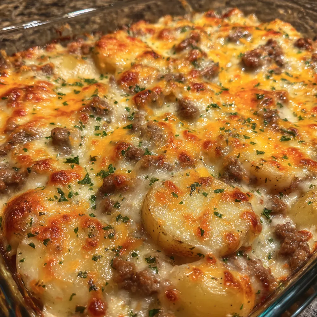 Serving of beef potato casserole