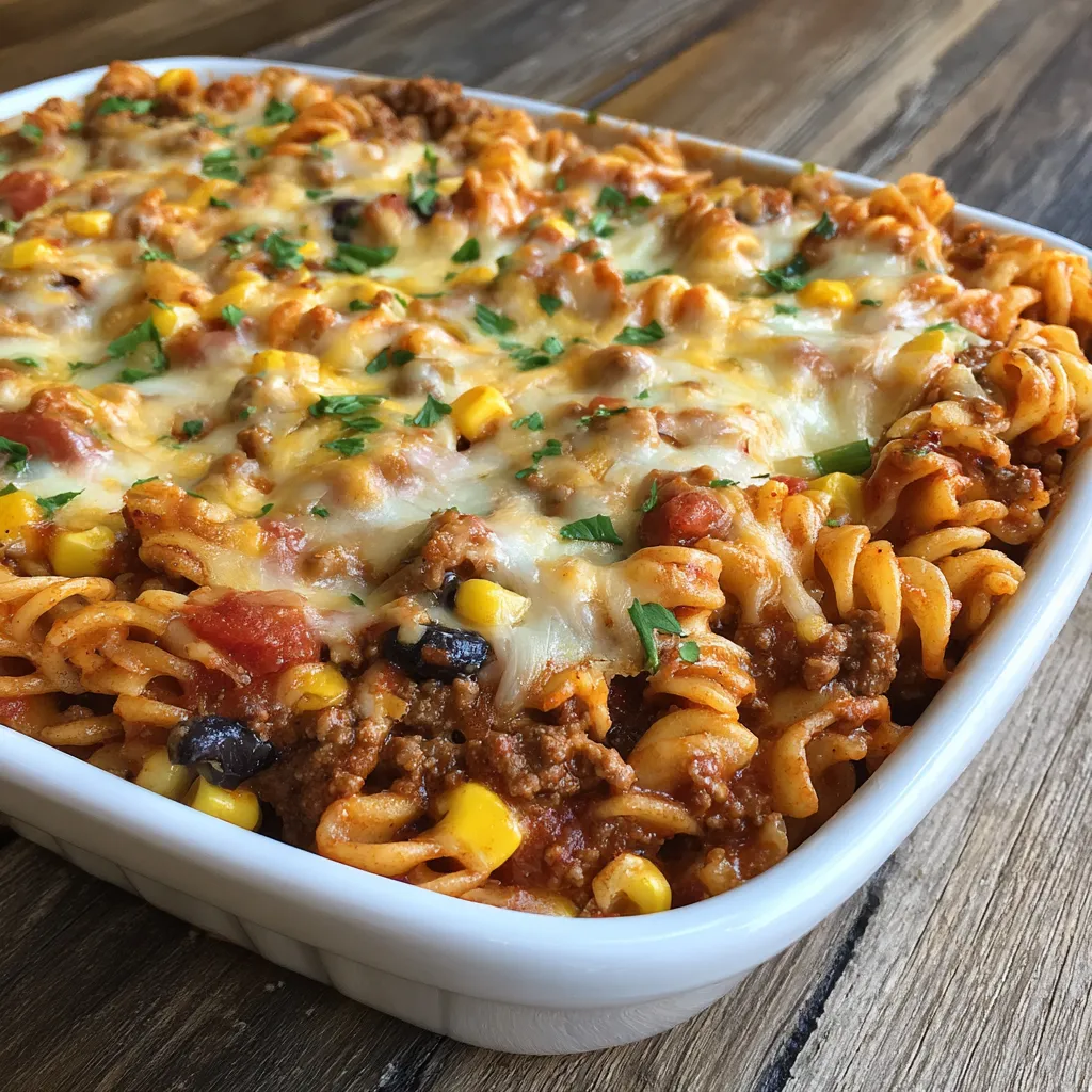 Close-up of taco pasta
