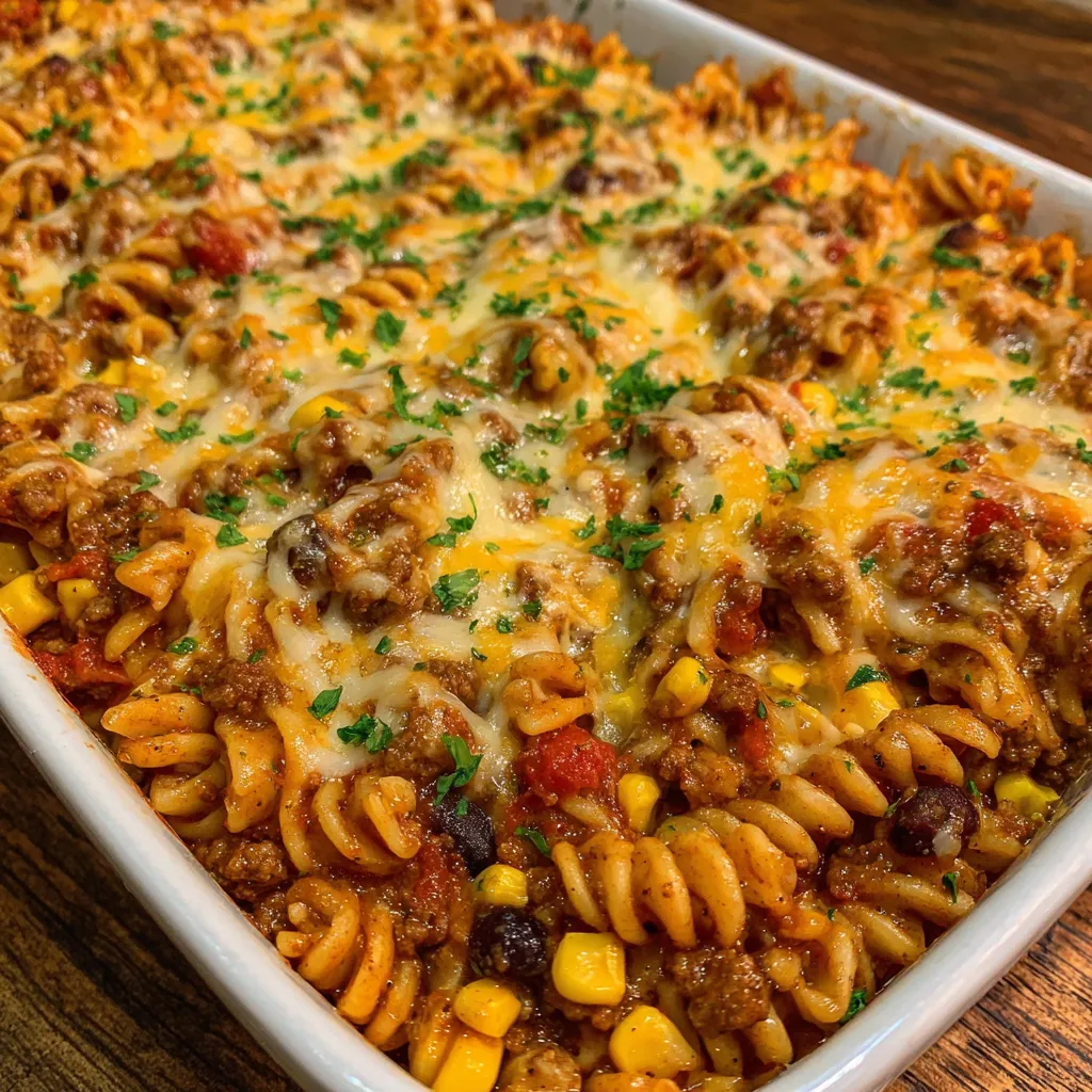 Spoonful of taco pasta bake