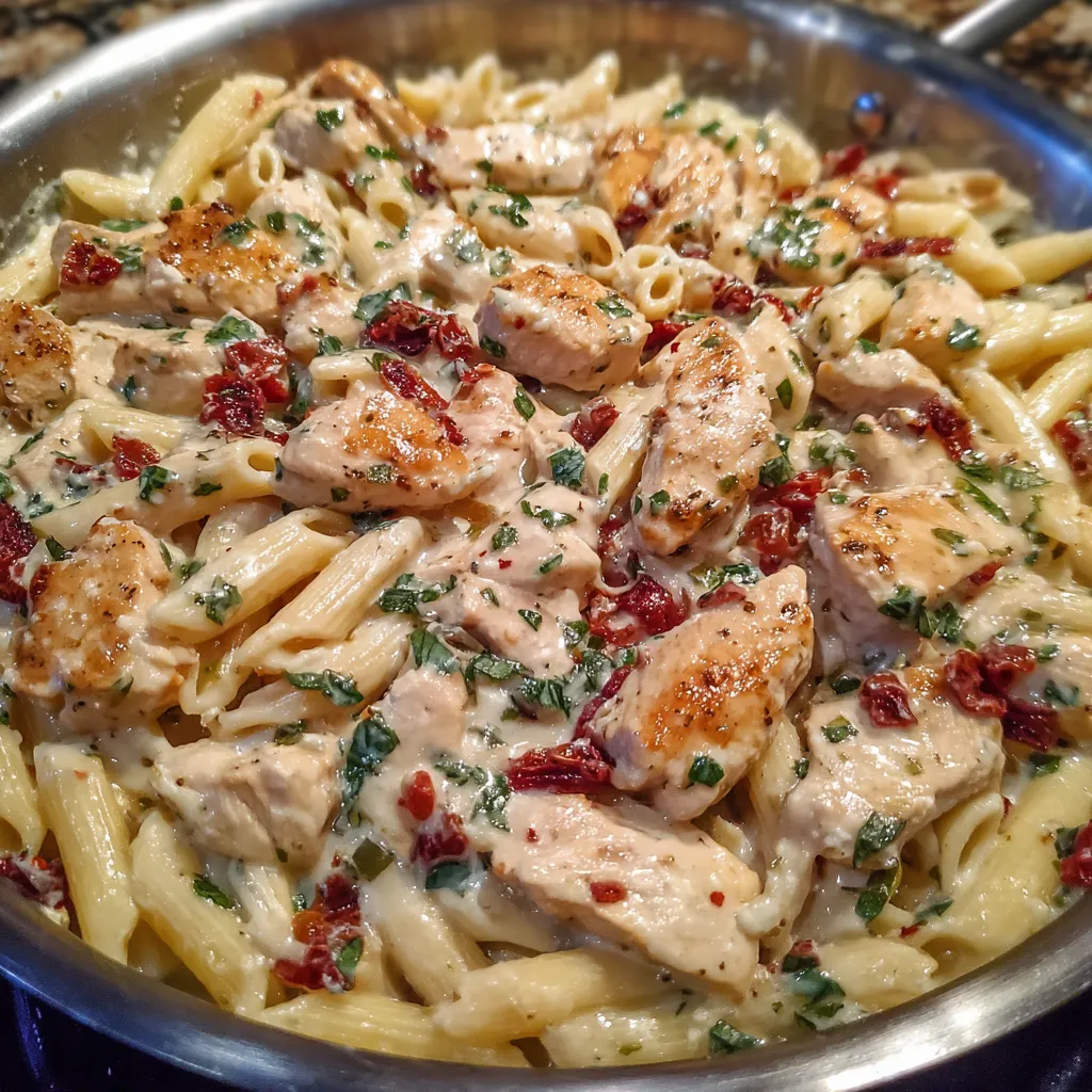 Creamy marry me chicken pasta with sun-dried tomatoes