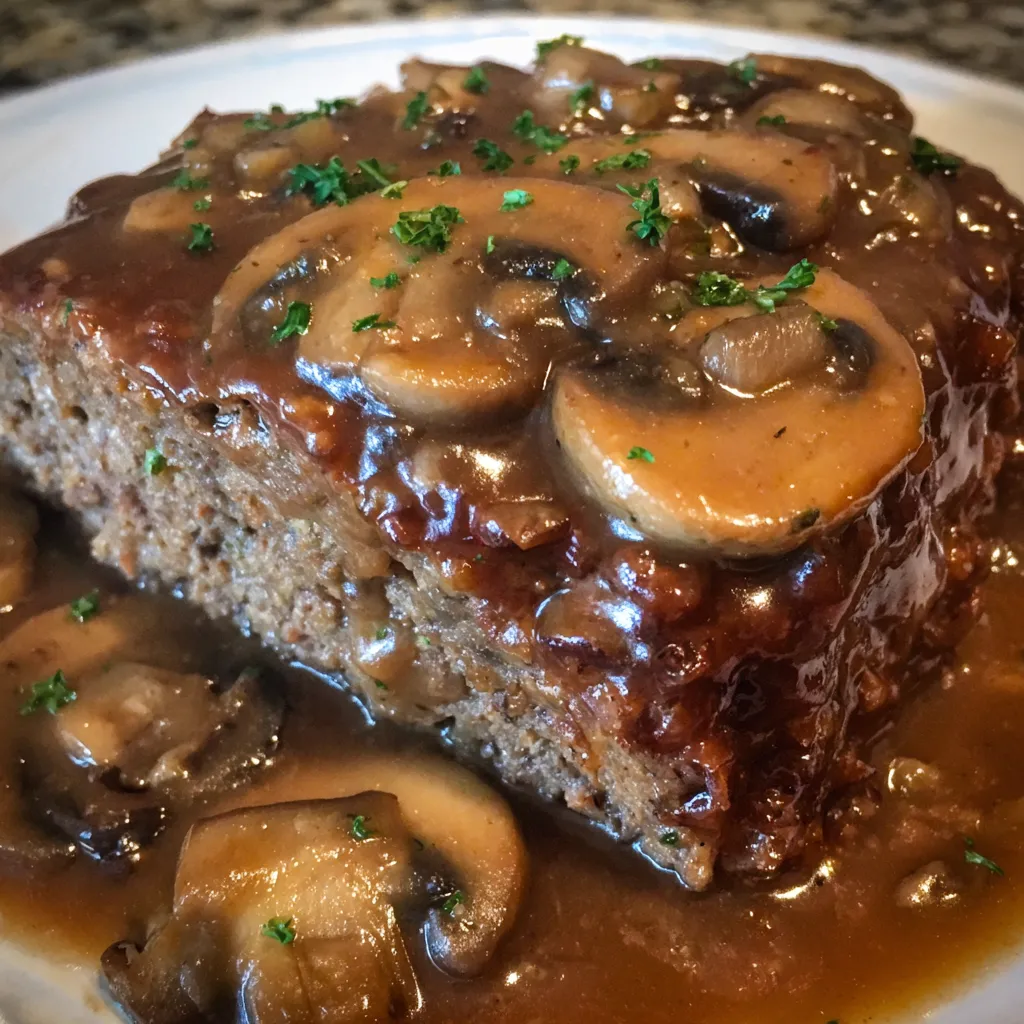 Close-up of meatloaf gravy
