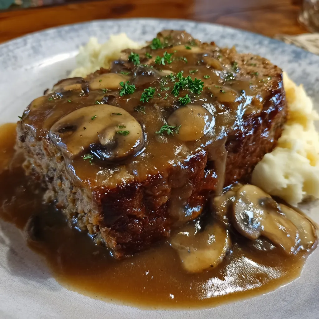 Meatloaf with mushroom gravy