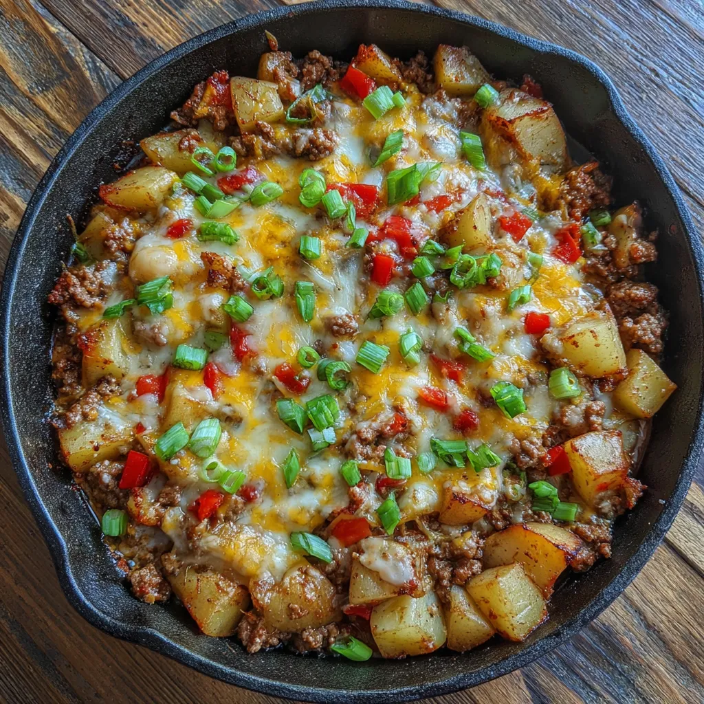 Beef and potato skillet fresh cooked