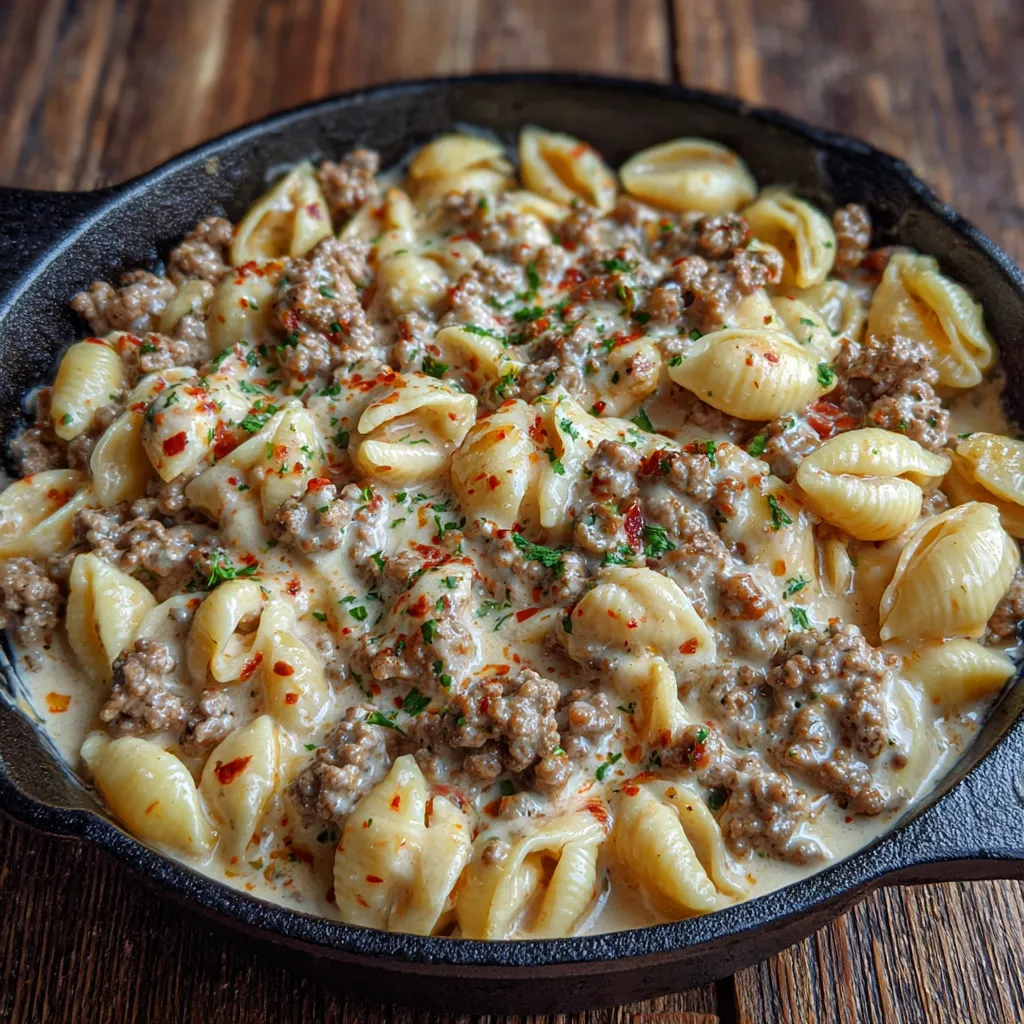 Bowl of beef and shells