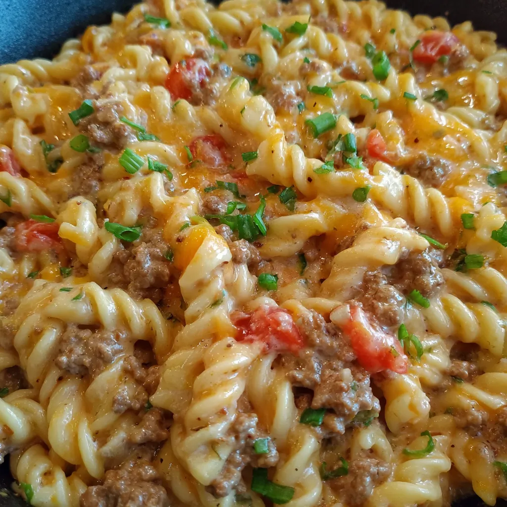 Close-up of Rotel pasta