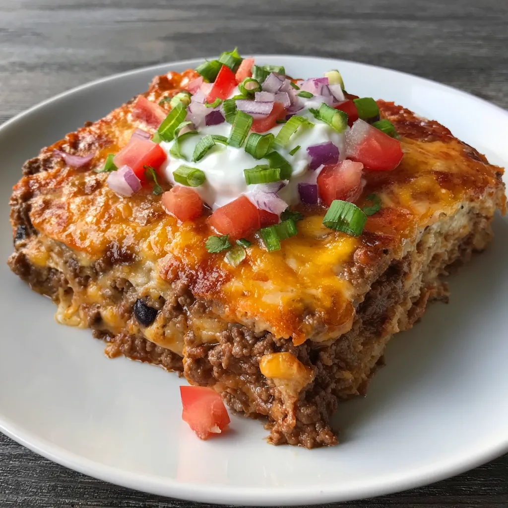 Serving of taco casserole