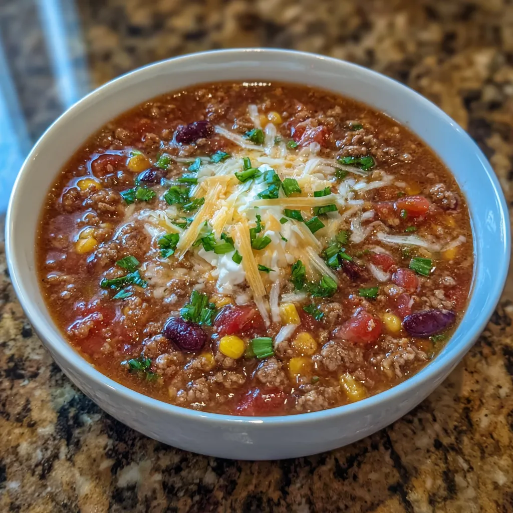 Taco soup close-up