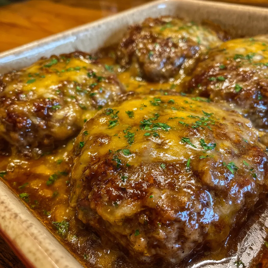 Cheesy hamburger steak dinner