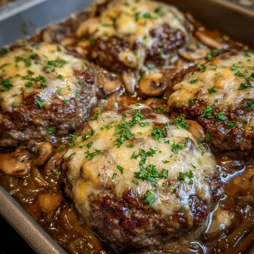 Hamburger steak bake with gravy