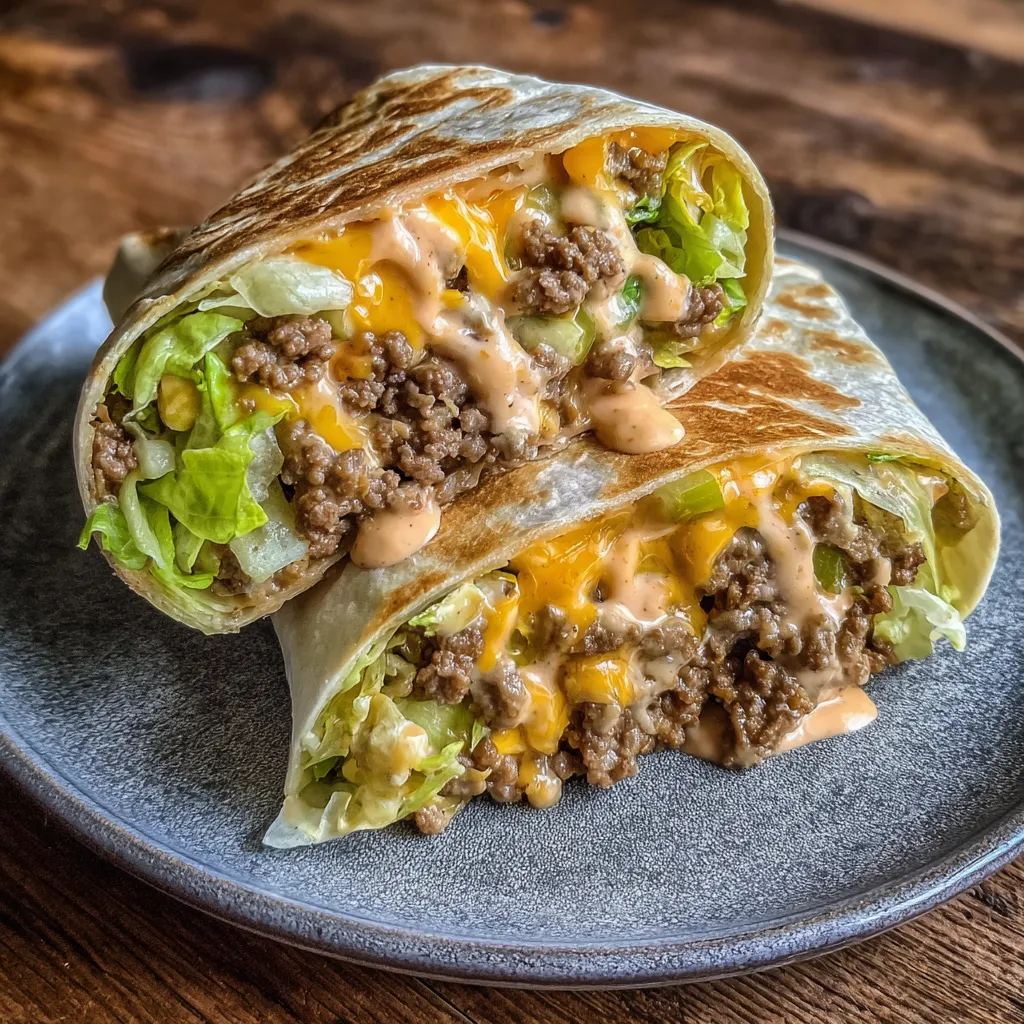 Ground beef burger wrap tortilla