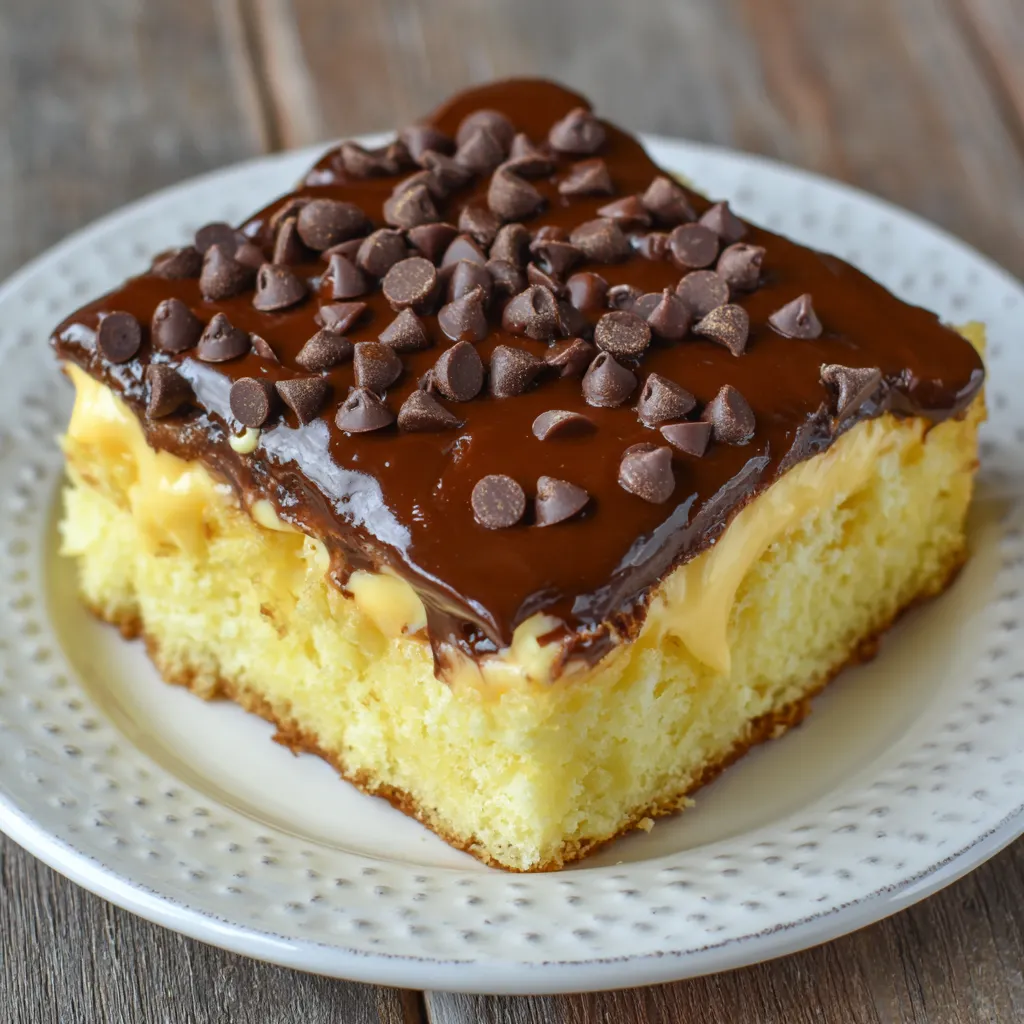 Boston cream poke cake