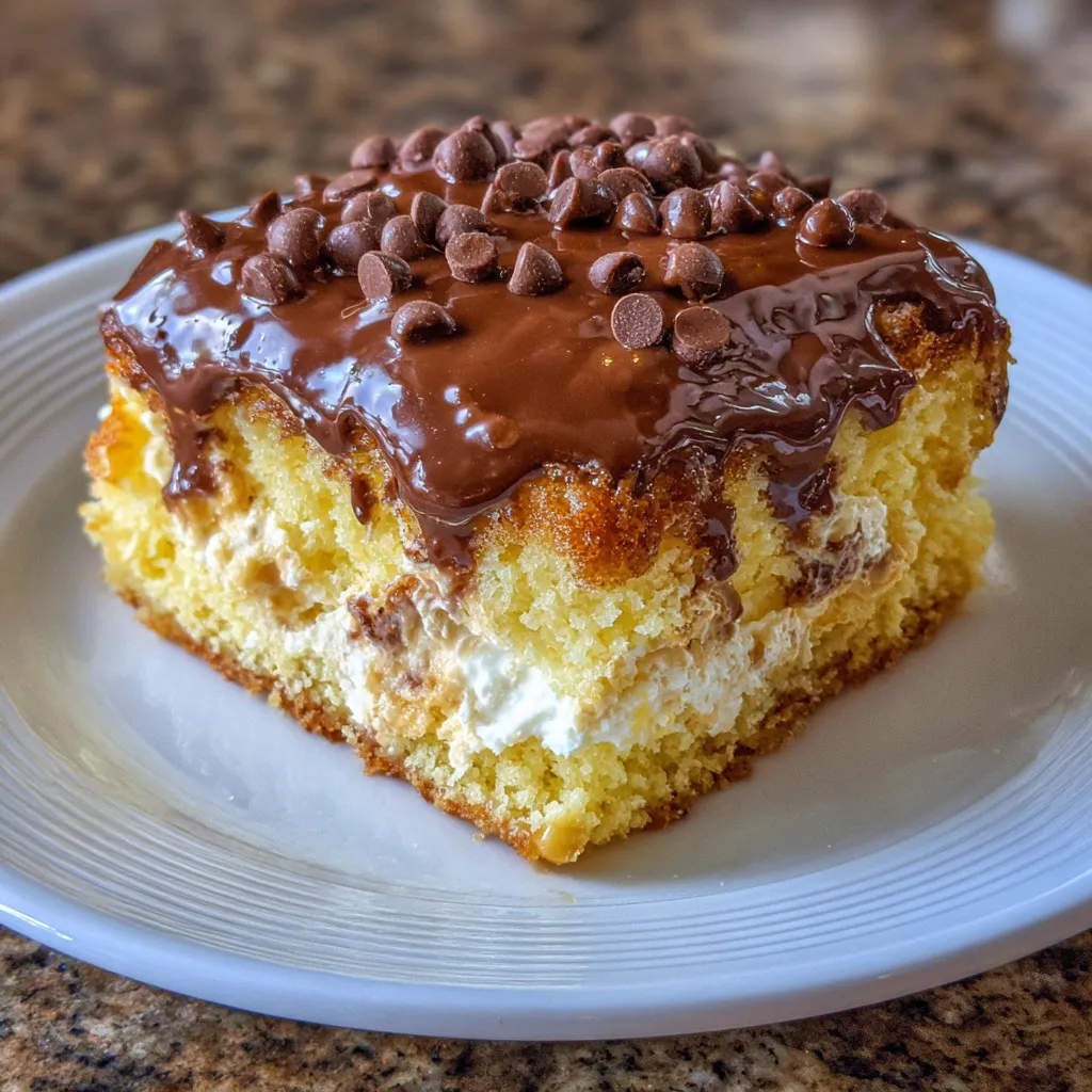 Yellow cake with chocolate topping