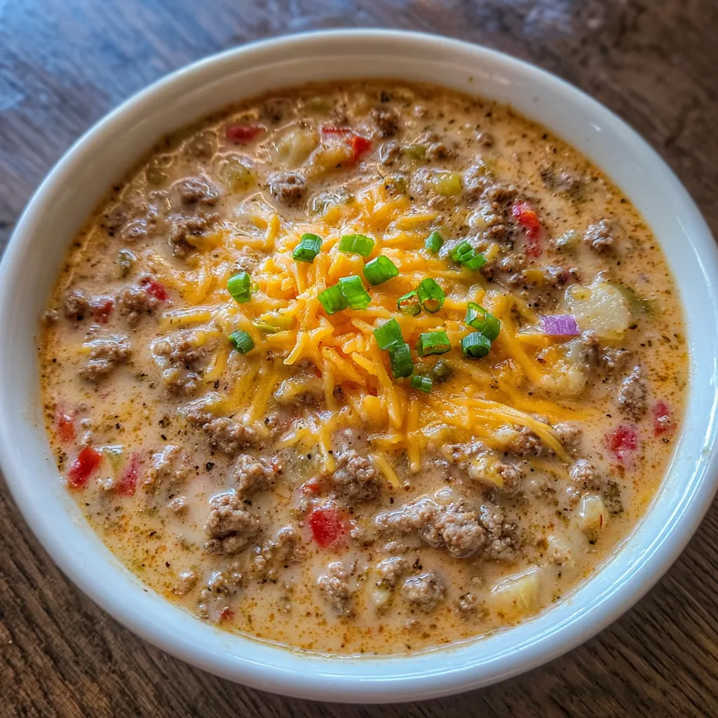 Creamy cheeseburger soup