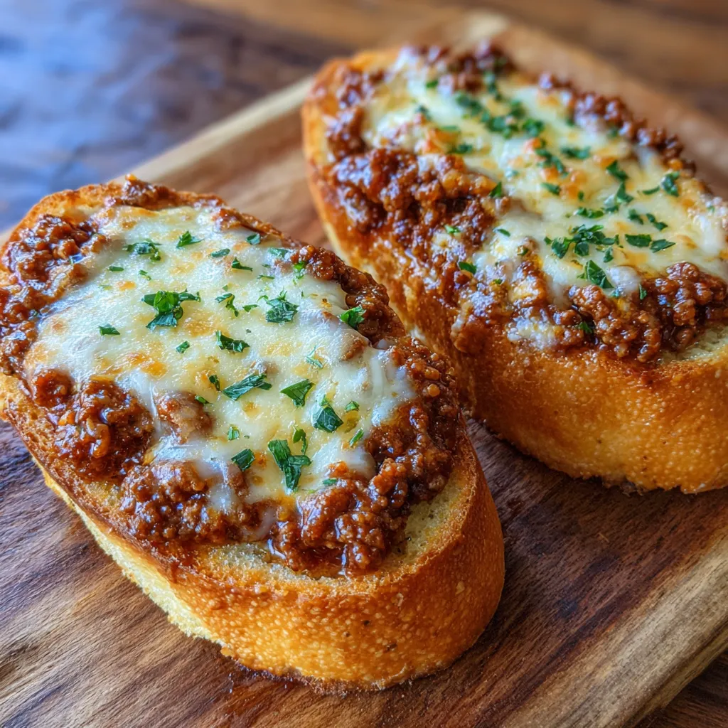 Cheesy garlic bread sloppy joe melts