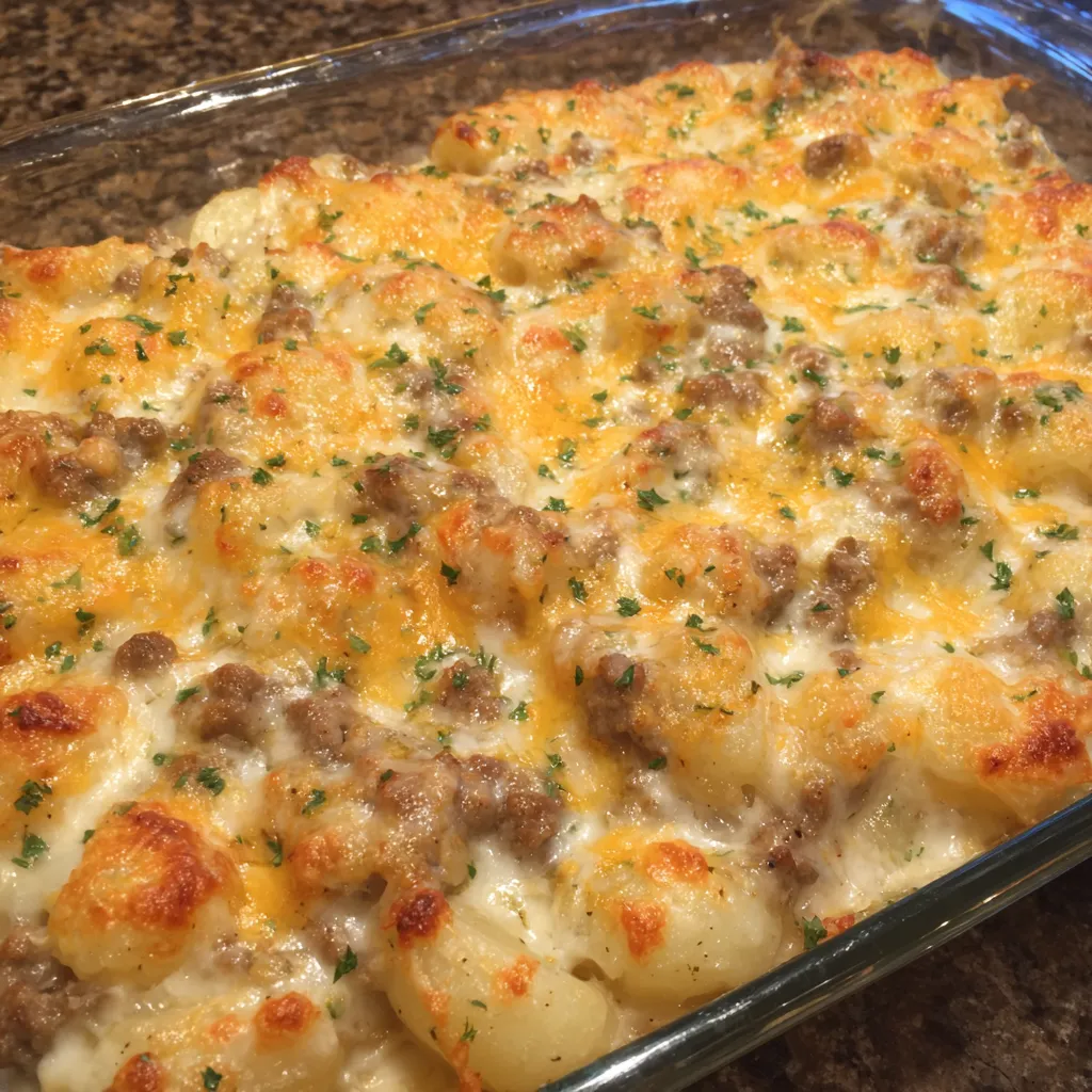 Cheesy baked hamburger potato dish