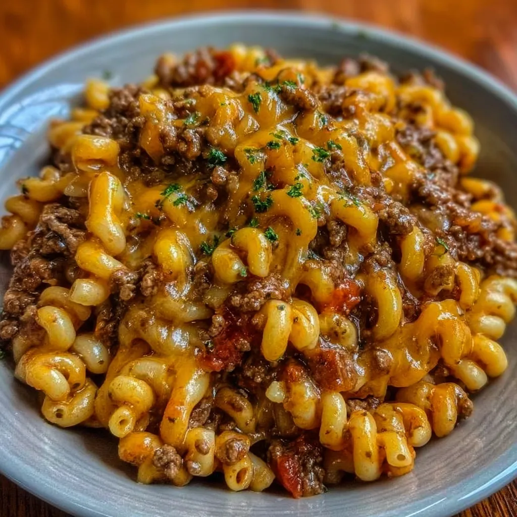 Cheesy sloppy cheeseburger pasta