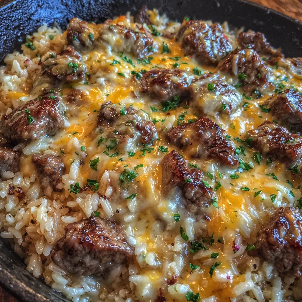 Cheesy steak and rice skillet