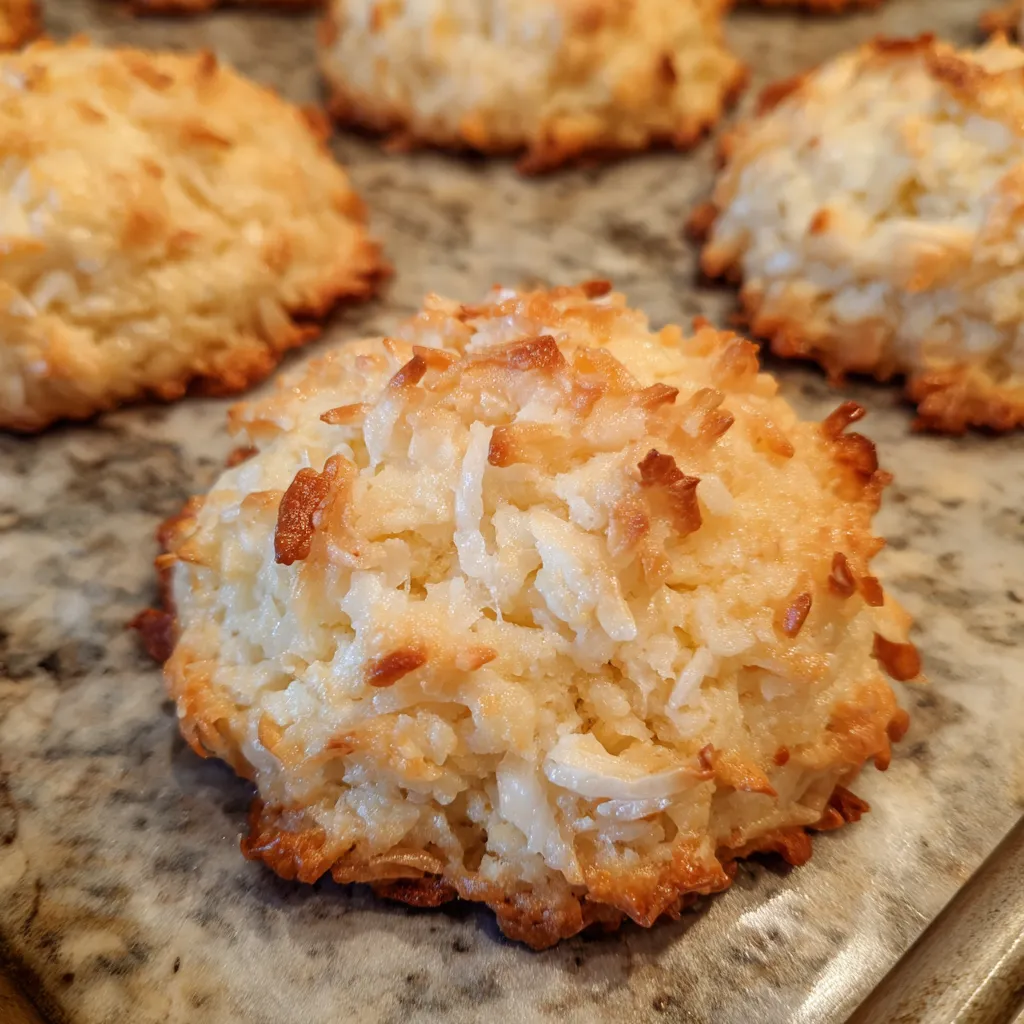 Coconut drop cookies close up
