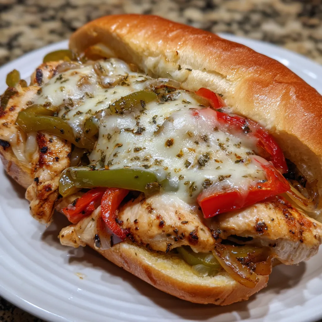 Chicken cheese steak with peppers