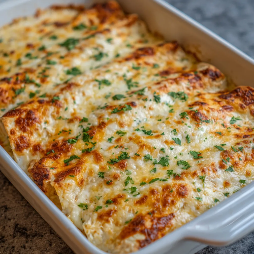 Creamy white sauce enchiladas