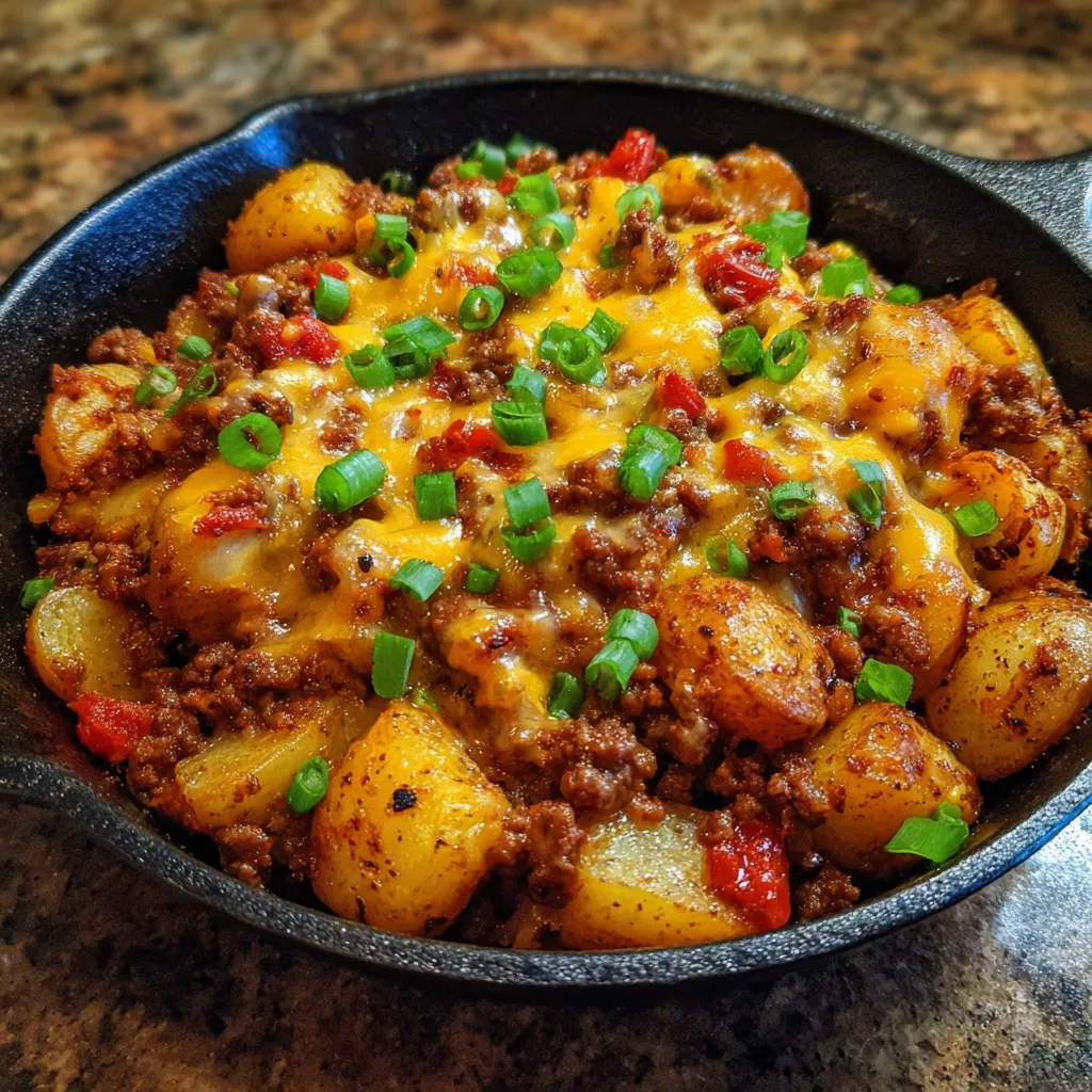 Chili cheese potato skillet