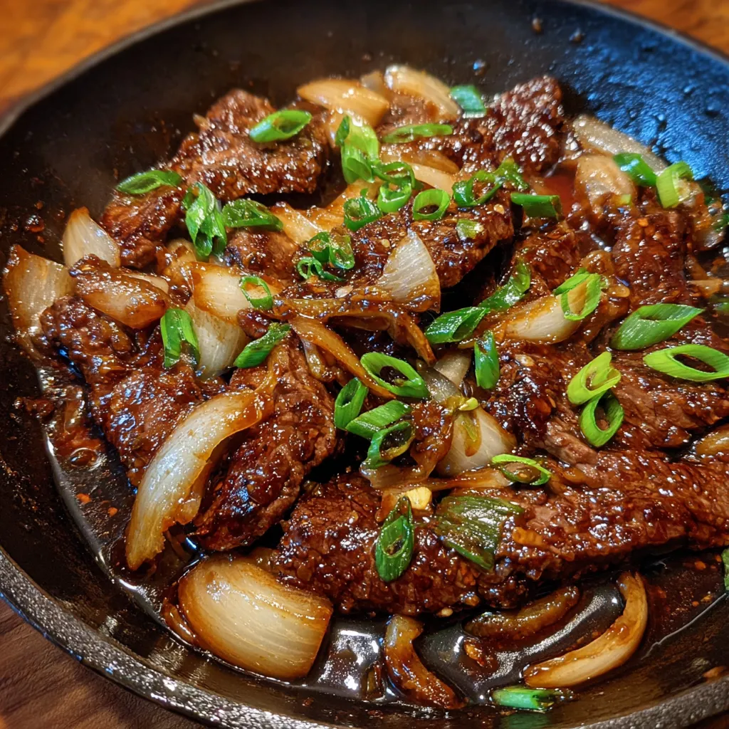 Asian beef stir fry with onions