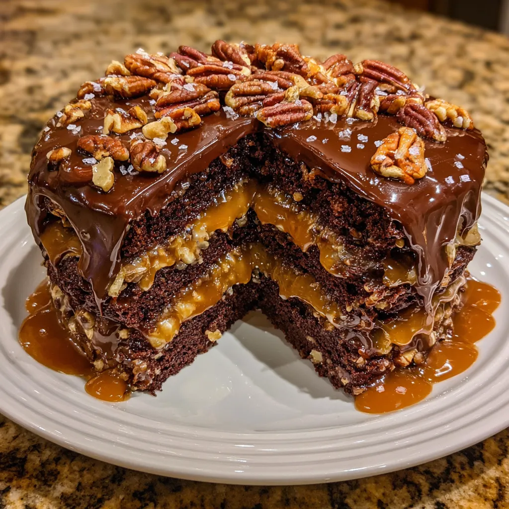 Turtle cake layered dessert close up