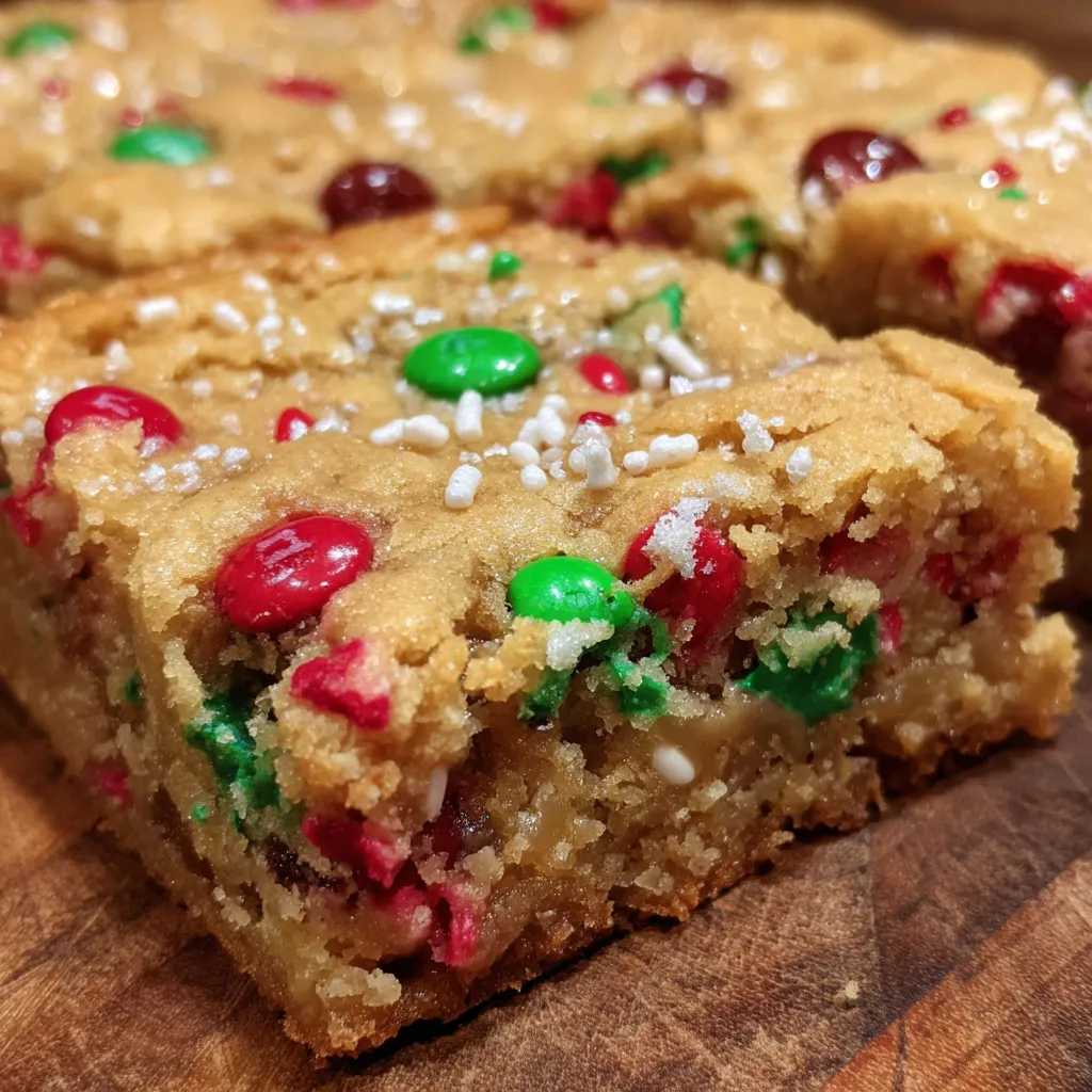 Holiday M&M cookie bars