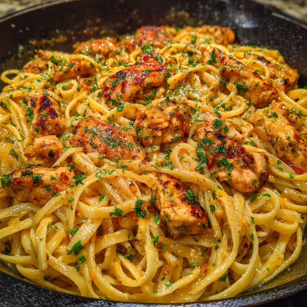 Spicy butter chicken pasta skillet