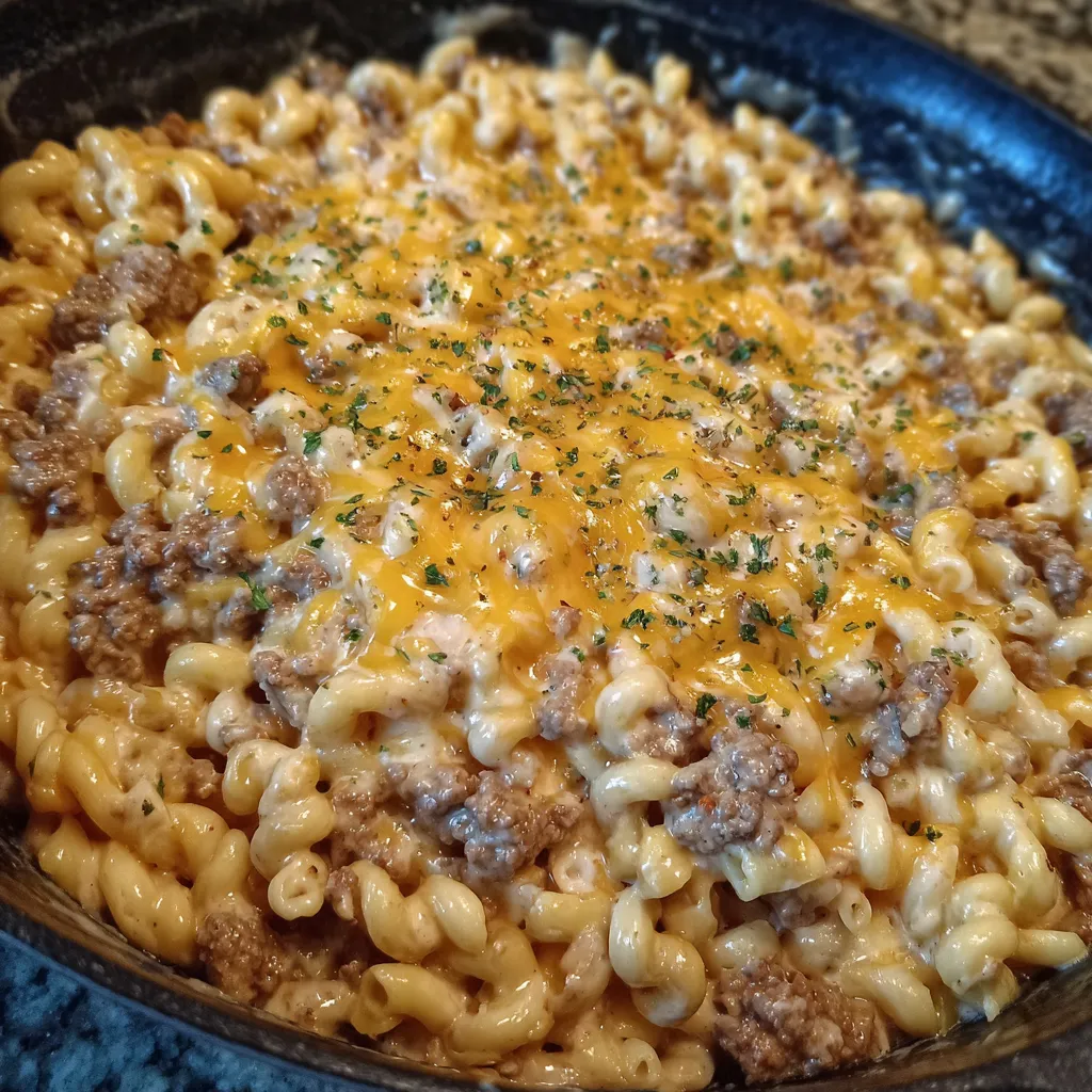 One pot cheesy ranch beef pasta