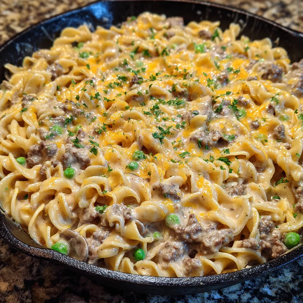 Creamy ranch beef and noodle skillet