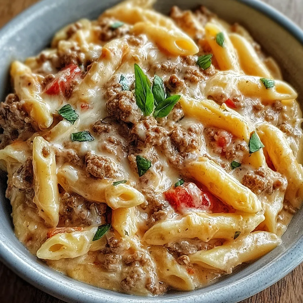 Close-up of Rotel pasta