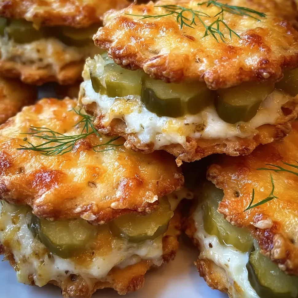 Cheese and pickle cracker appetizers
