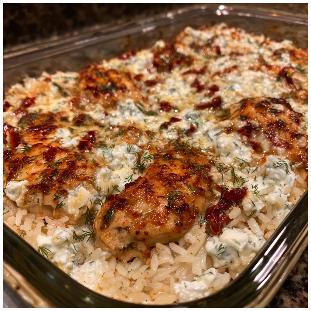 One pan chicken tzatziki rice